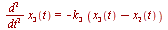 diff(x[3](t), t, t) = `+`(`-`(`*`(k[3], `*`(`+`(x[3](t), `-`(x[2](t)))))))